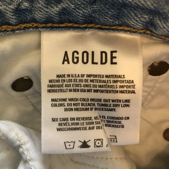 Agolde Riley High Rise Straight Crop Jeans Distressed Womens Size 27 In Shatter - Picture 10 of 11